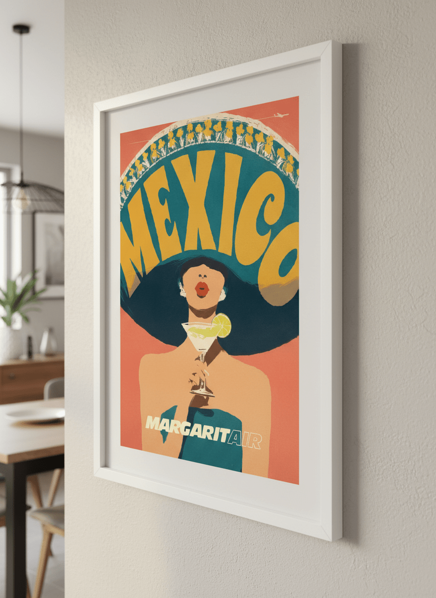 Wall art styled above a dining table in a contemporary home
