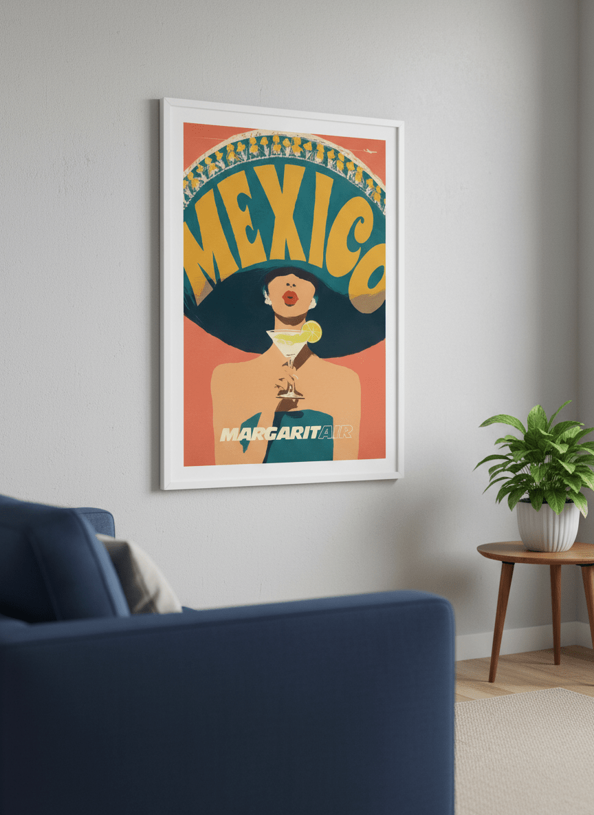 Modern wall art styled above a sofa in a neutral living room