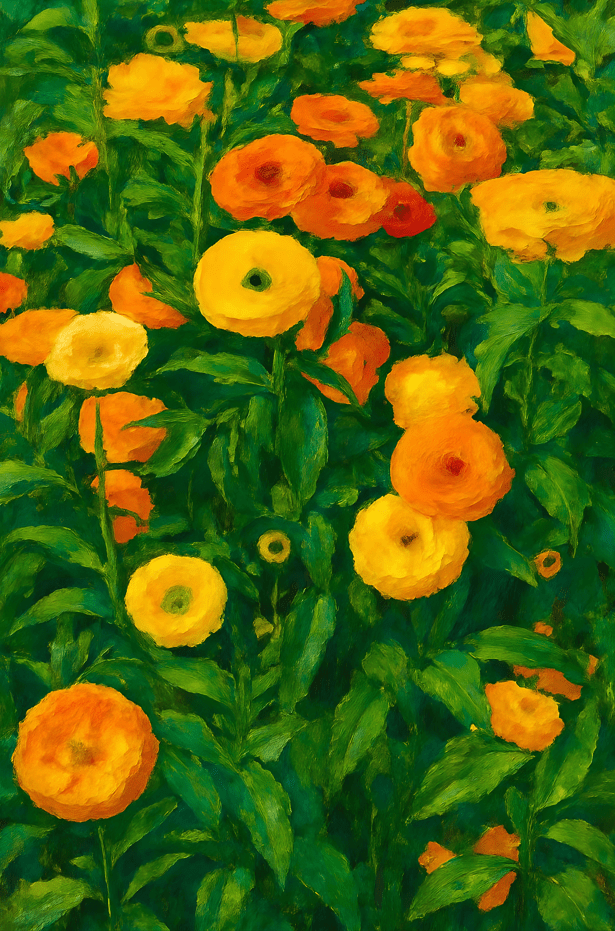 Marigold Sunrise Flower Artwork