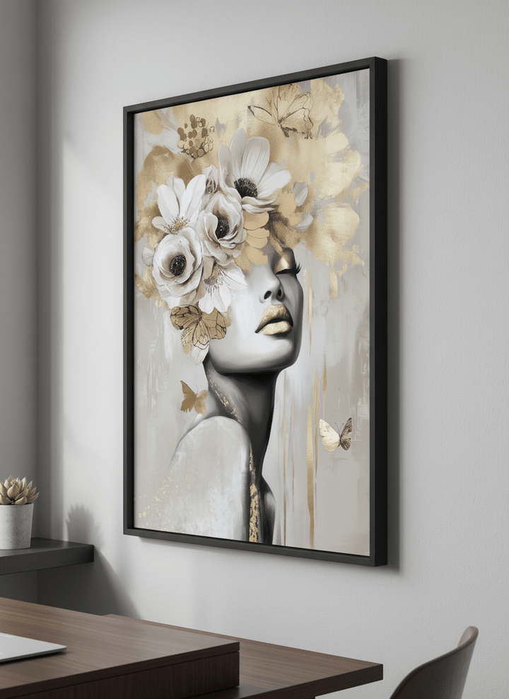 Contemporary wall art featured in a bright modern office workspace