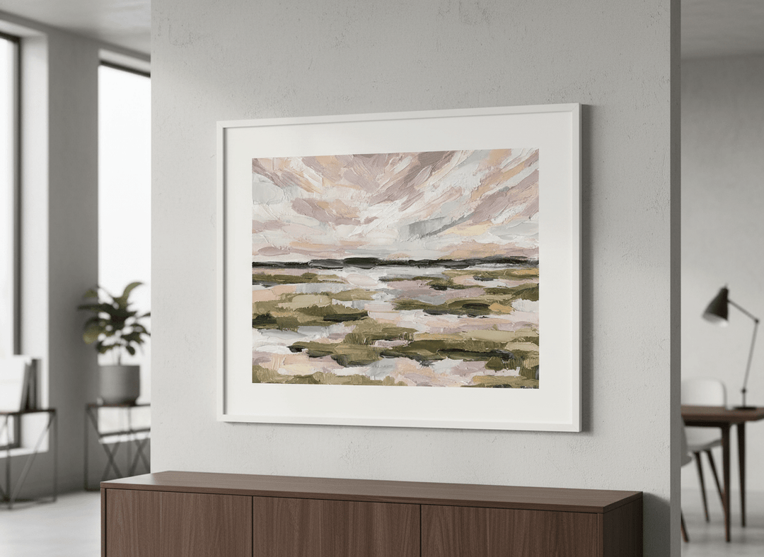 Contemporary wall art featured in a bright modern office workspace