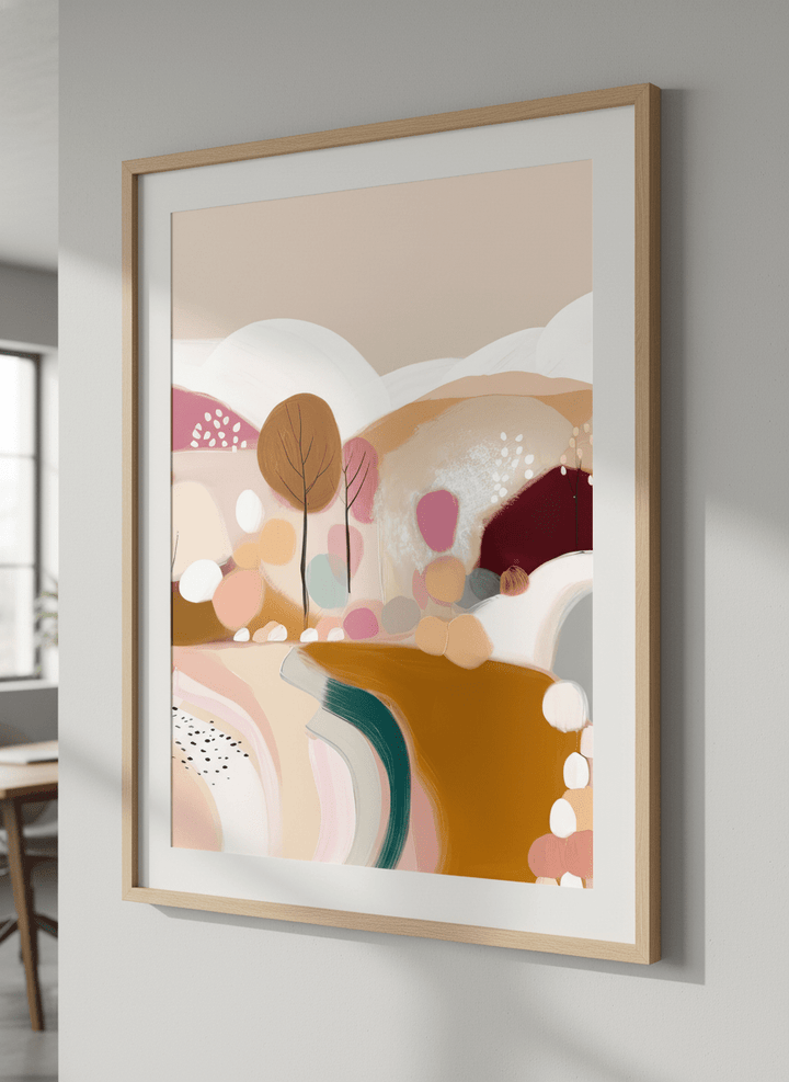 Contemporary wall art featured in a bright modern office workspace
