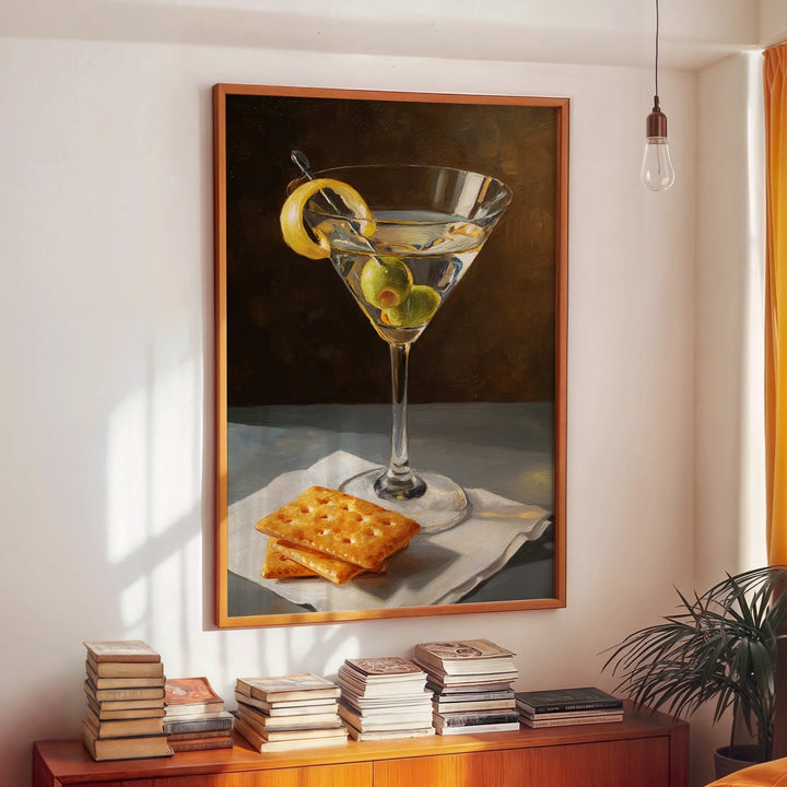 Martini and Crackers Oil Painting Illustration wall - art - picture - poster