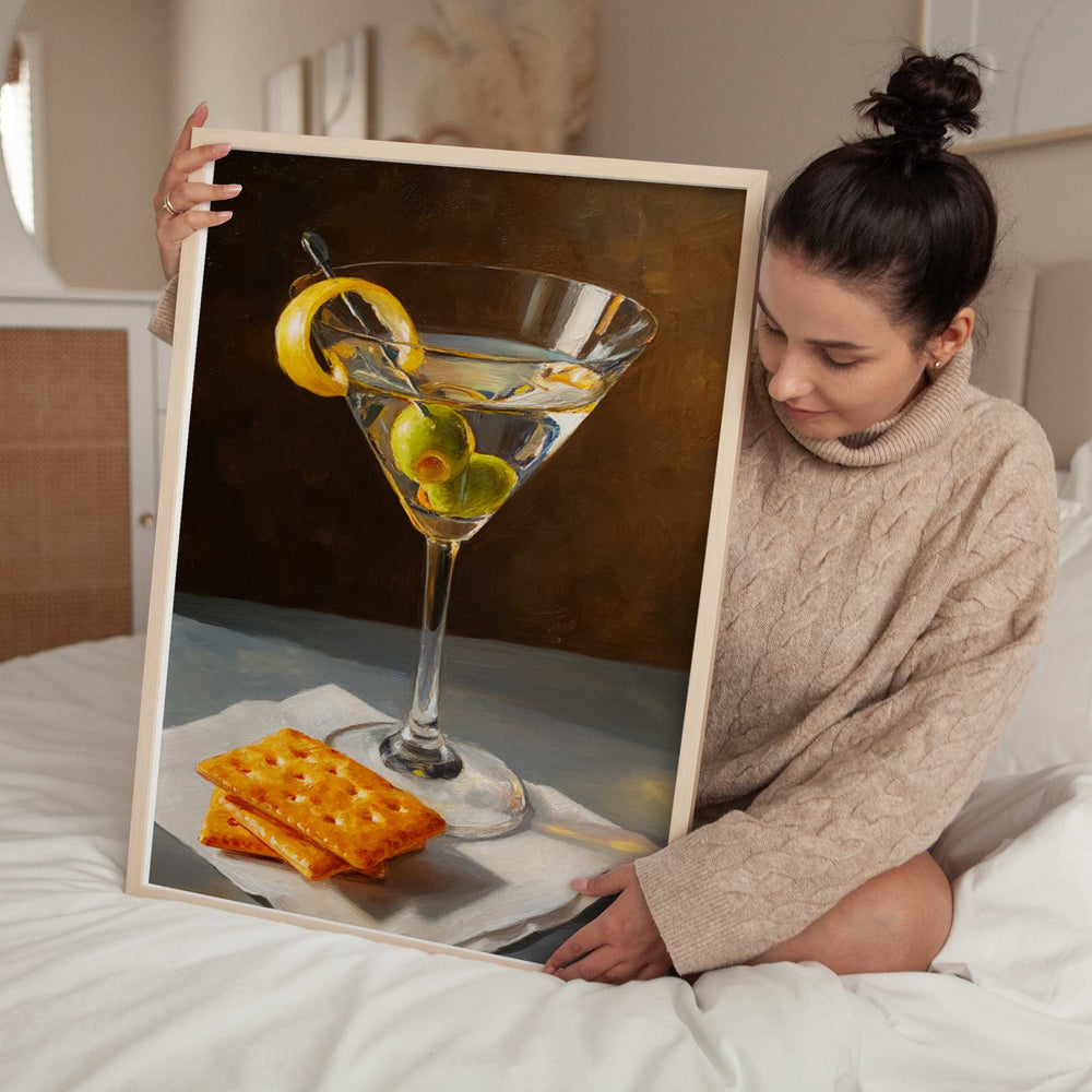 Martini and Crackers Oil Painting Illustration wall - art - picture - poster