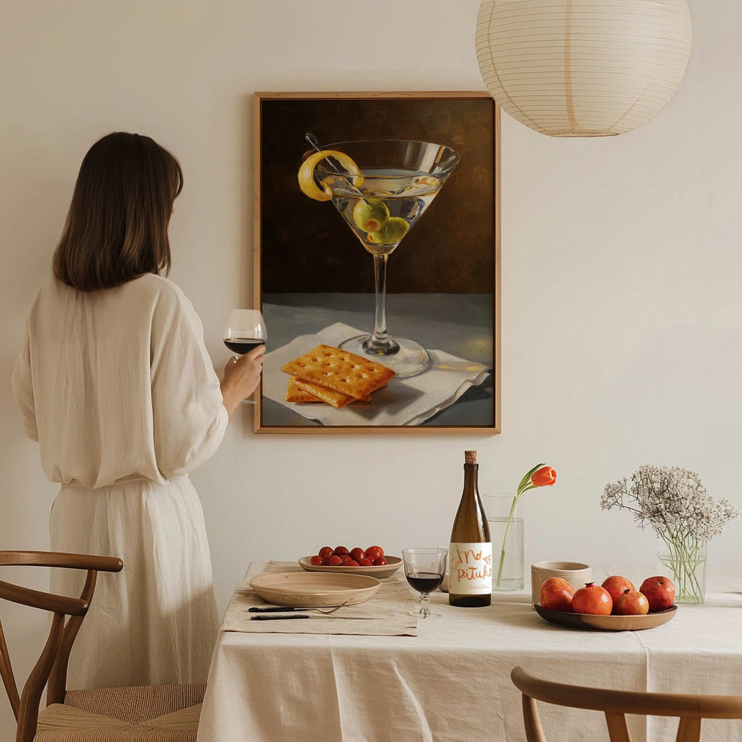 Martini and Crackers Oil Painting Illustration wall - art - picture - poster