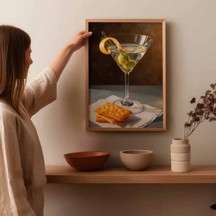Martini and Crackers Oil Painting Illustration wall - art - picture - poster