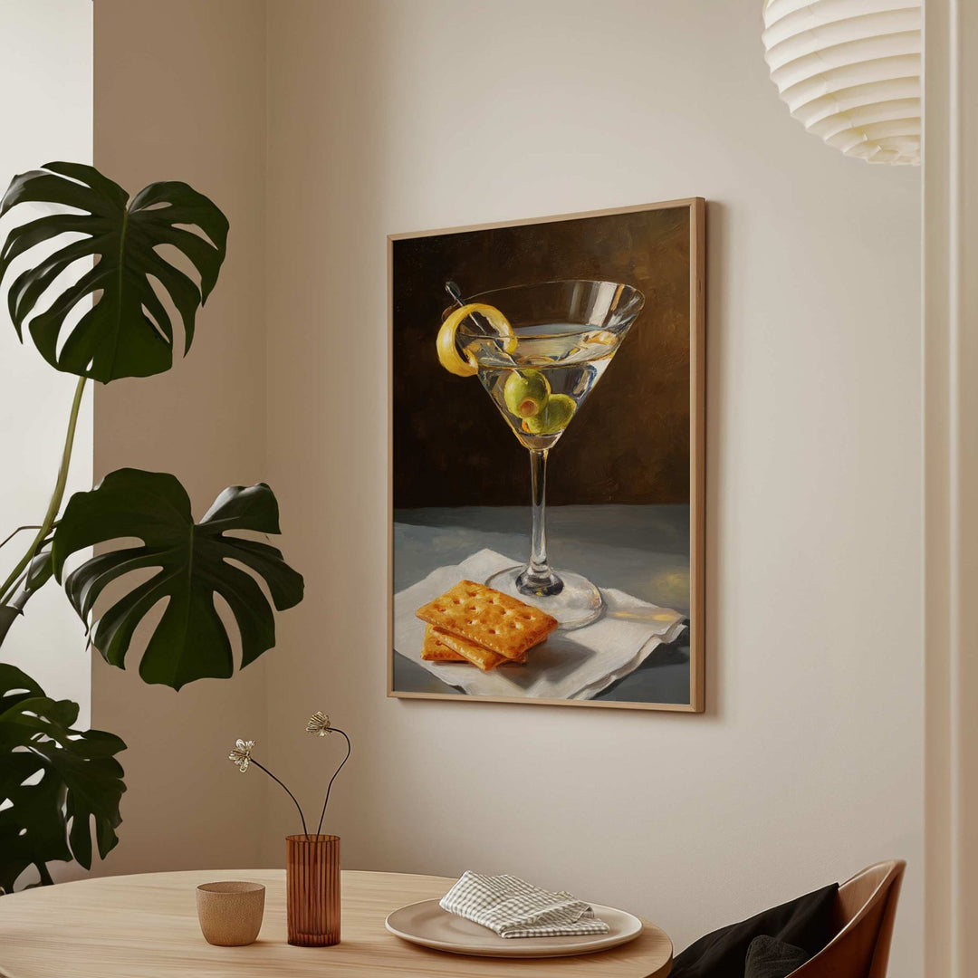 Martini and Crackers Oil Painting Illustration wall - art - picture - poster