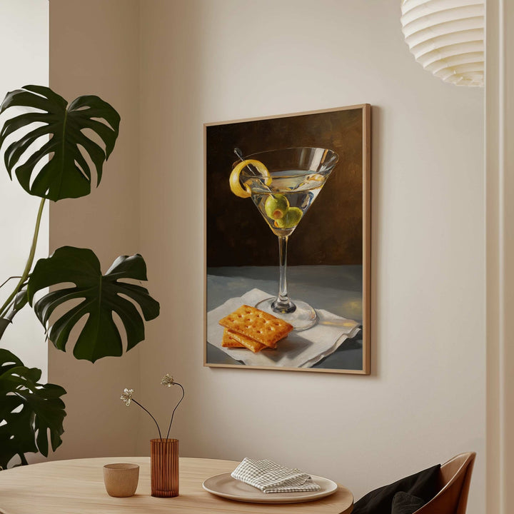 Martini and Crackers Oil Painting Illustration wall - art - picture - poster