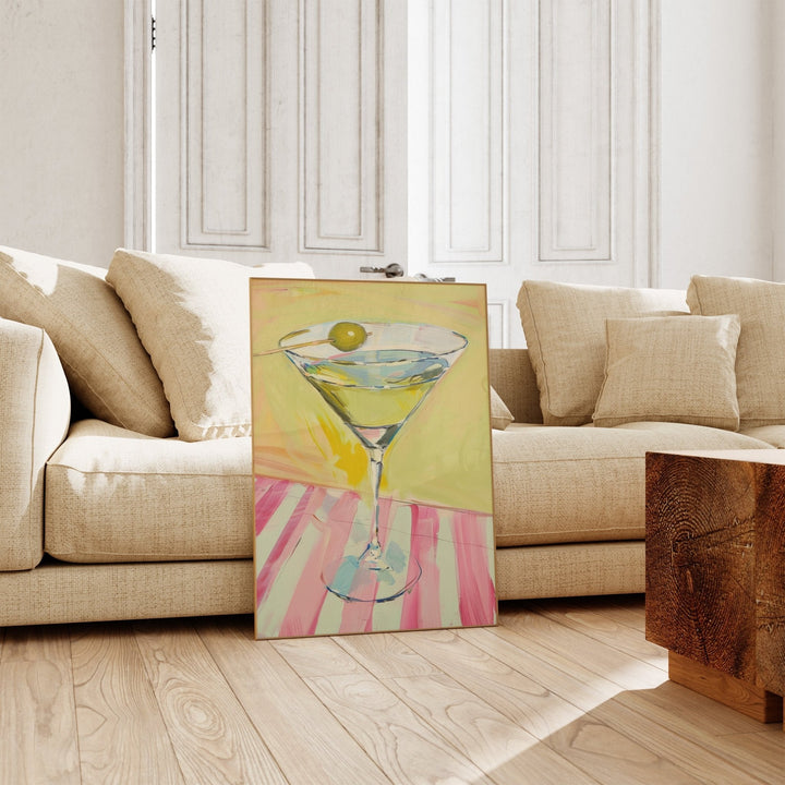Martini Olive Pink Table Wall Art Painting - Style My Wall