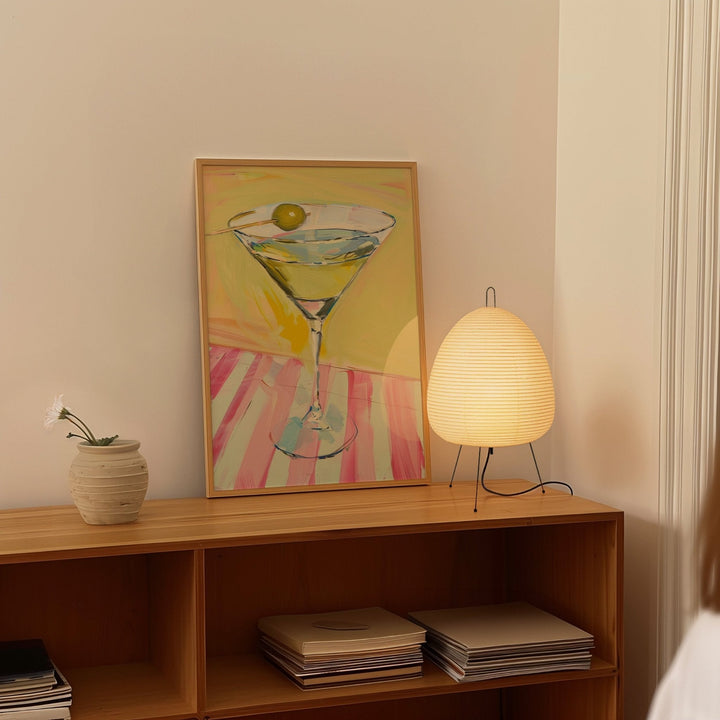 Martini Olive Pink Table Wall Art Painting - Style My Wall