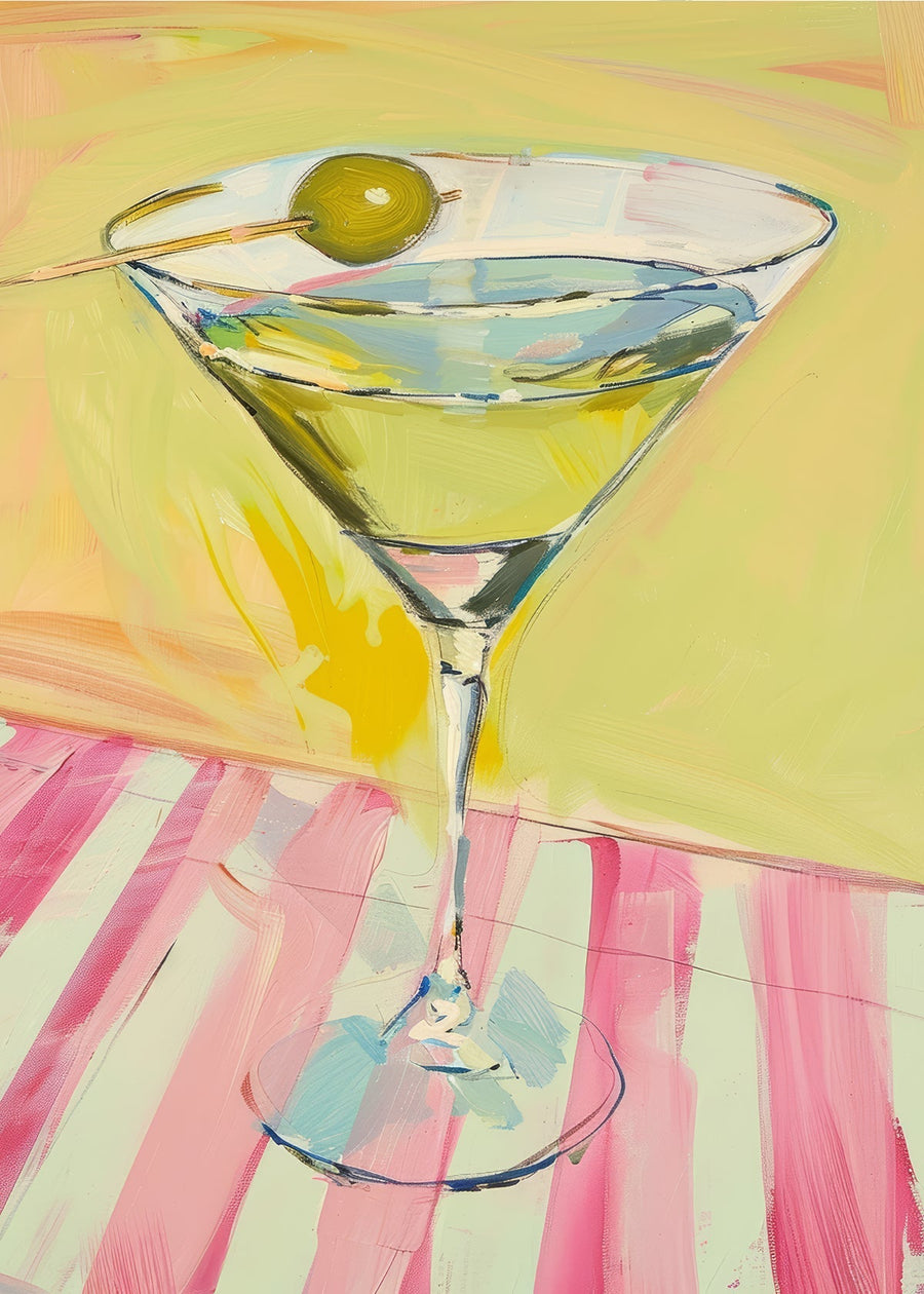 Martini Olive Pink Table Wall Art Painting