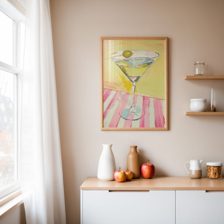Martini Olive Pink Table Wall Art Painting - Style My Wall
