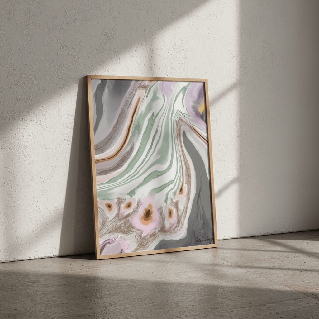 Mauve Gray Sage with Yellow Accent by Julia Cheney wall - art - picture - poster
