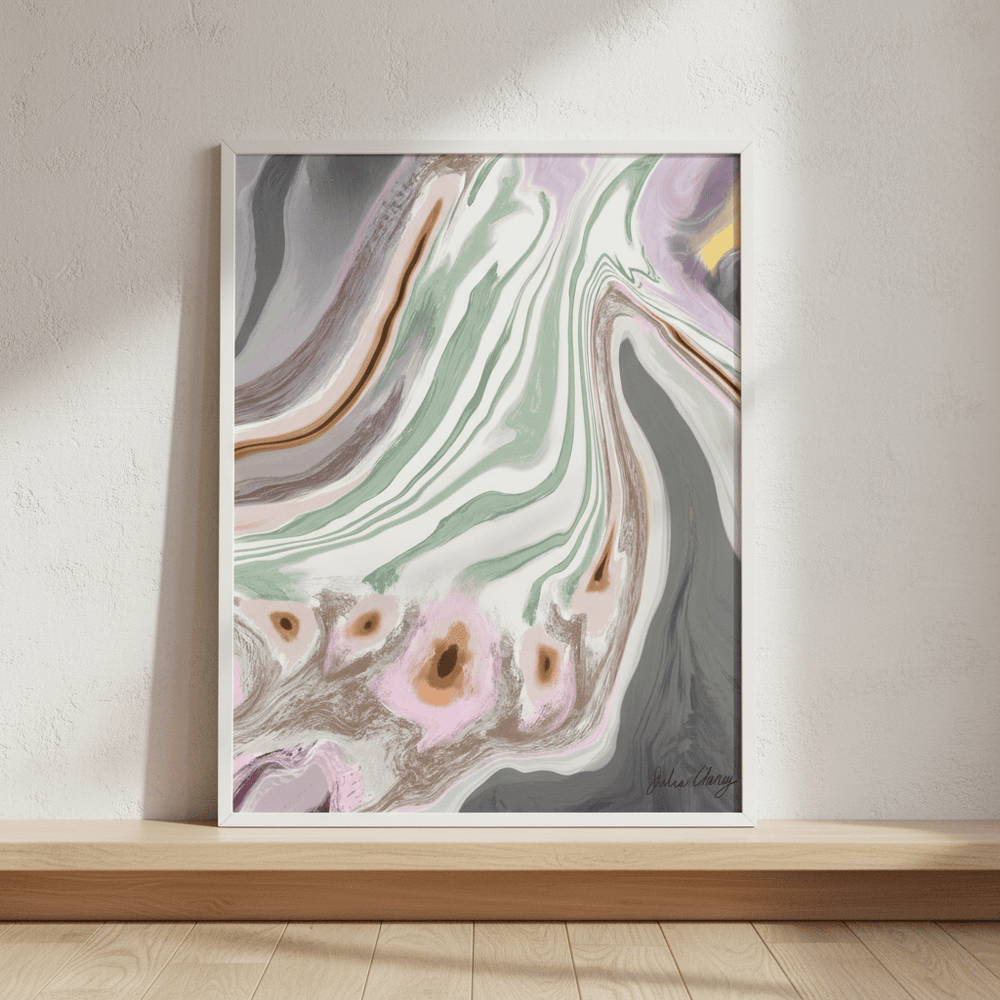 Mauve Gray Sage with Yellow Accent by Julia Cheney wall - art - picture - poster