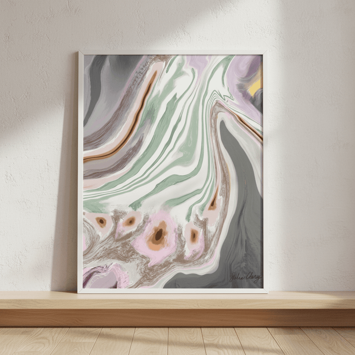 Mauve Gray Sage with Yellow Accent by Julia Cheney wall - art - picture - poster