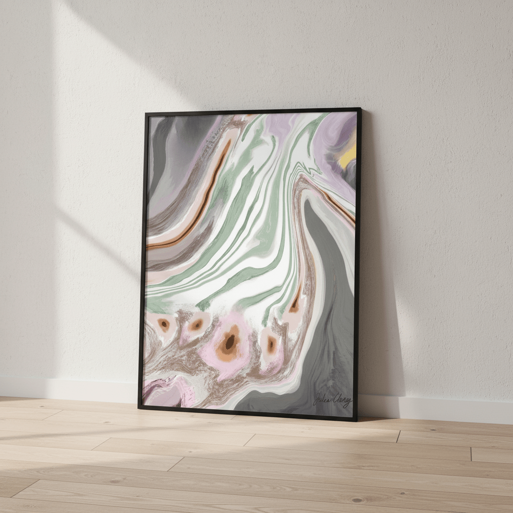Mauve Gray Sage with Yellow Accent by Julia Cheney wall - art - picture - poster