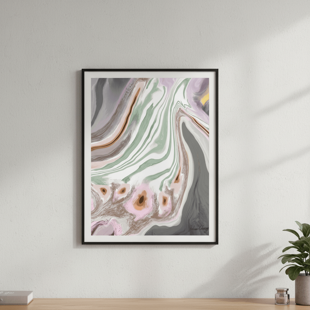 Mauve Gray Sage with Yellow Accent by Julia Cheney wall - art - picture - poster