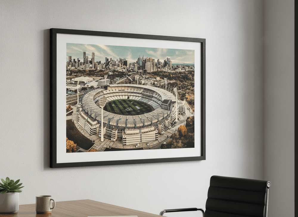 Contemporary wall art featured in a bright modern office workspace