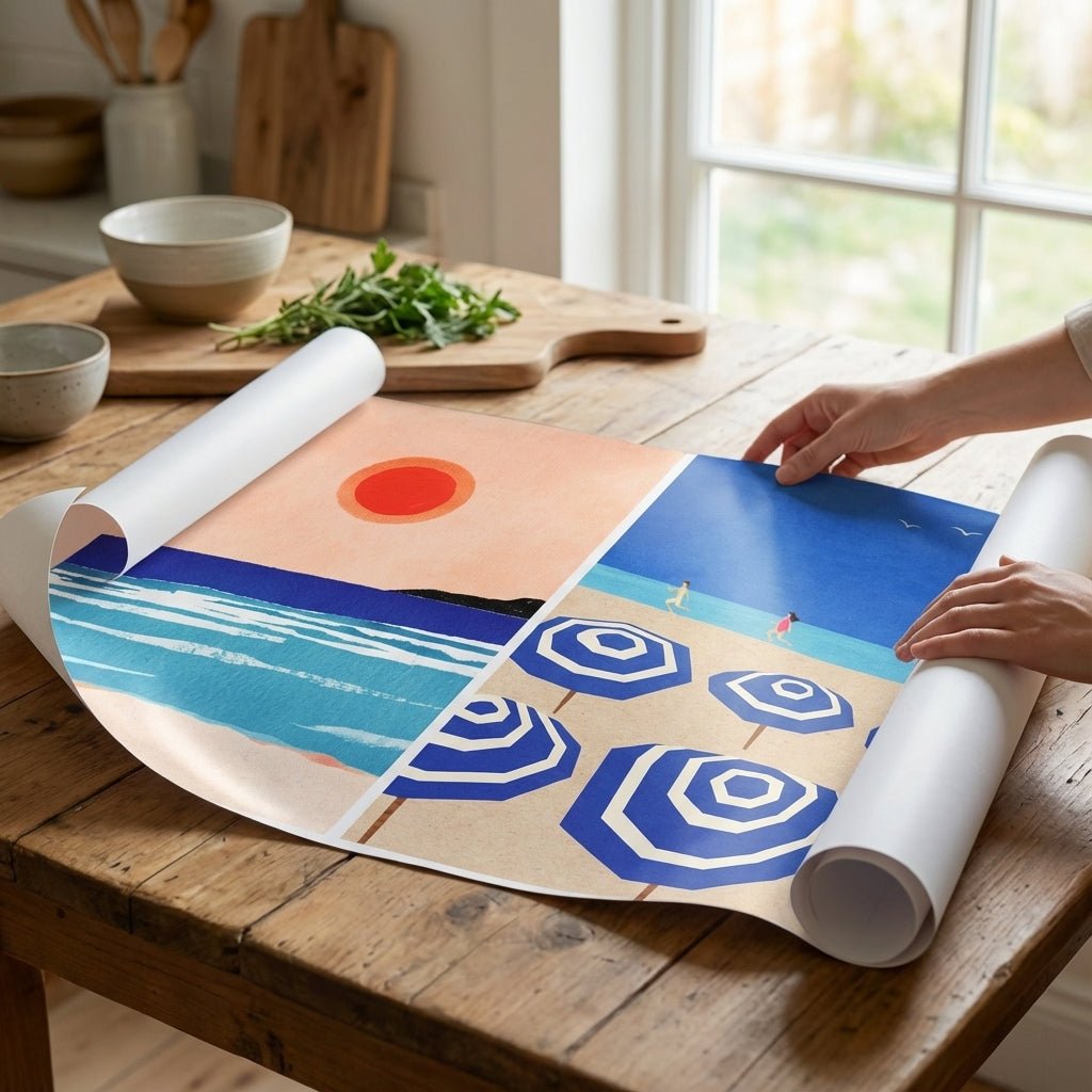 Mediterranean Abstract Beach Bliss Pair by Henry Rivers wall - art - picture - poster