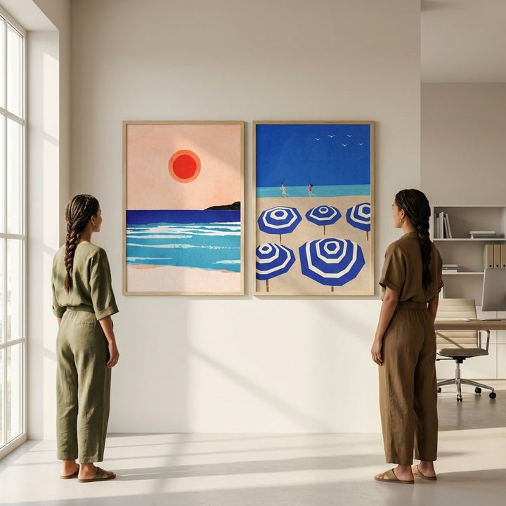 Mediterranean Abstract Beach Bliss Pair by Henry Rivers wall - art - picture - poster