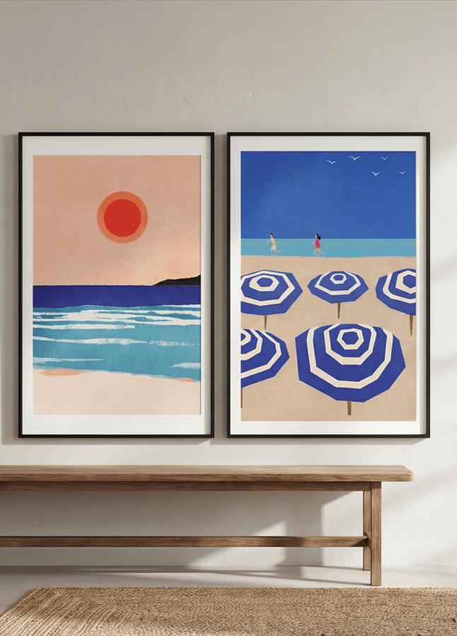 Mediterranean Abstract Beach Bliss Pair by Henry Rivers