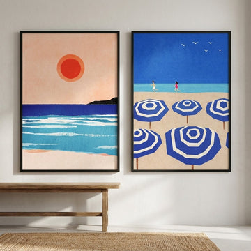 Mediterranean Abstract Beach Bliss Pair by Henry Rivers wall - art - picture - poster