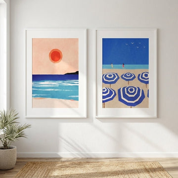 Mediterranean Abstract Beach Bliss Pair by Henry Rivers wall - art - picture - poster