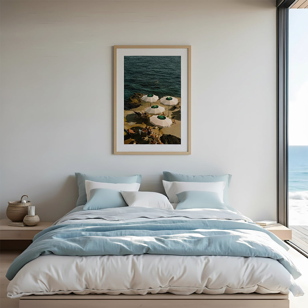 printed photo on bedroom wall