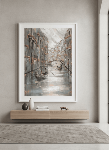 Monumental artwork centred on a feature wall in a luxe interior