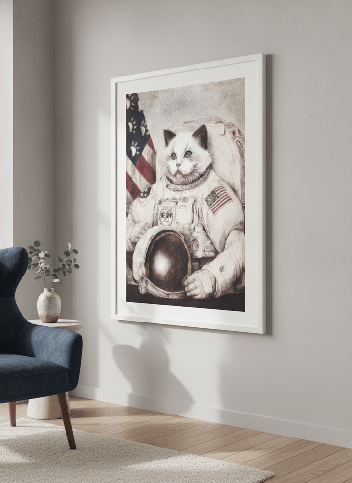 Modern wall art styled above a sofa in a neutral living room