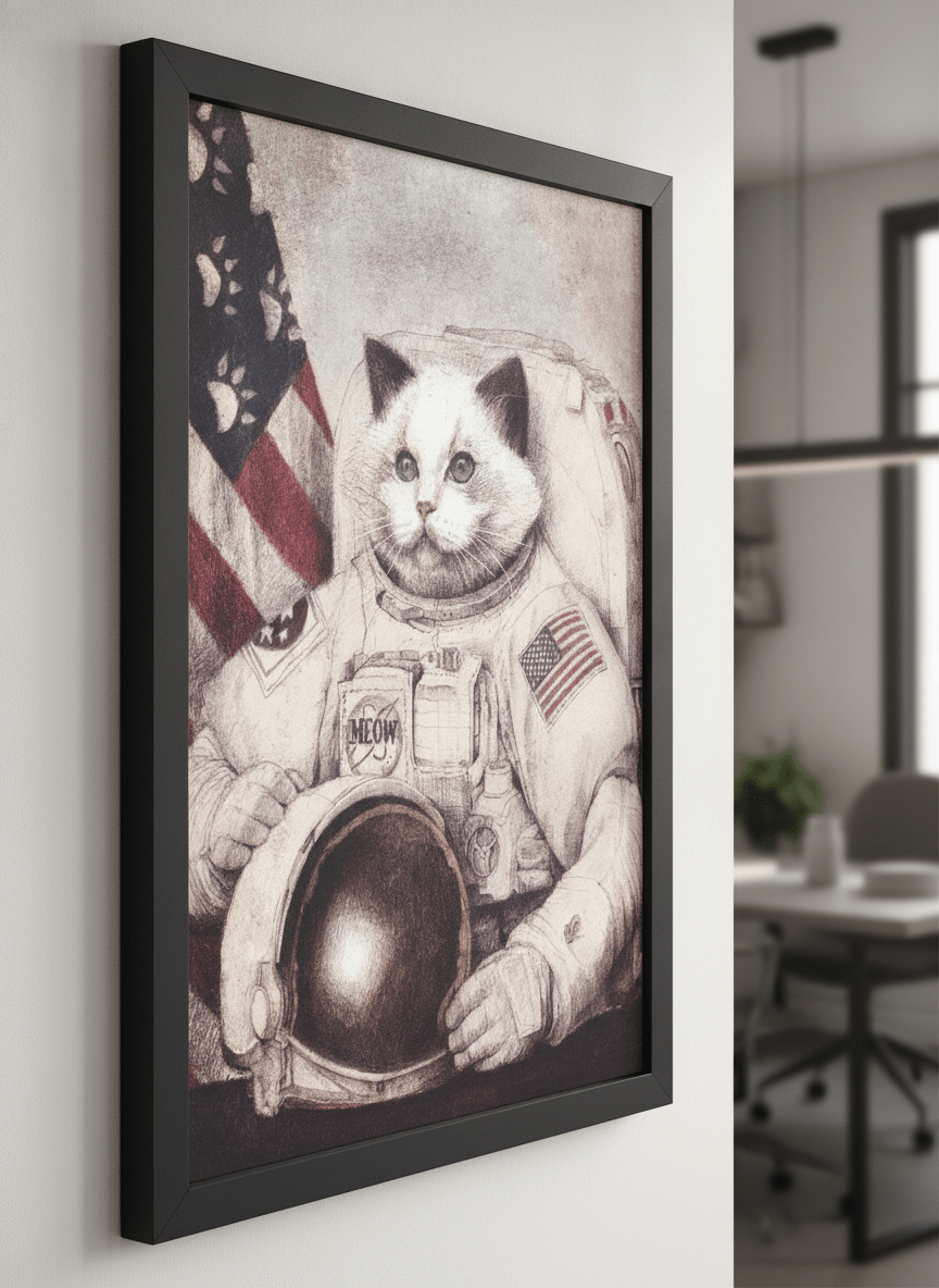 Contemporary wall art featured in a bright modern office workspace