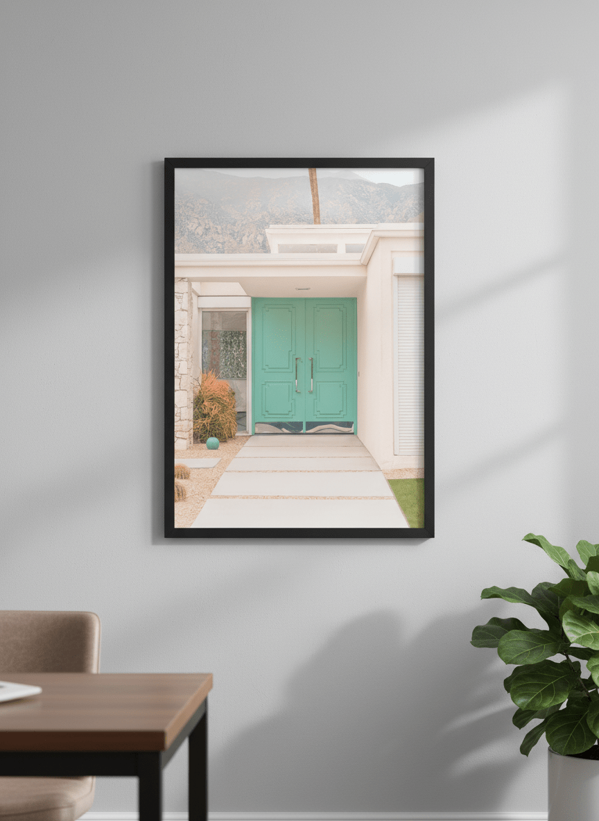 Contemporary wall art featured in a bright modern office workspace