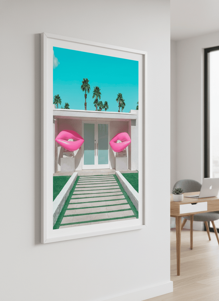 Contemporary wall art featured in a bright modern office workspace
