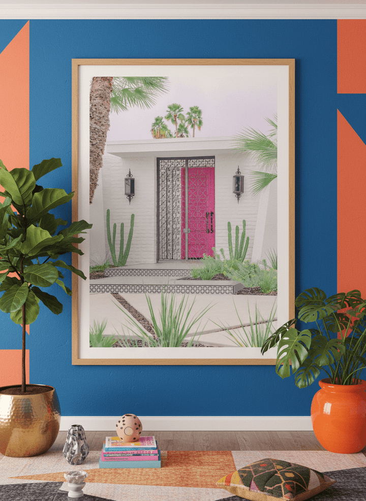 Bold wall art styled in a colourful, eclectic modern home