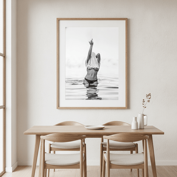 Middle Finger Ocean Girl Black and White Photography wall-art-picture-poster