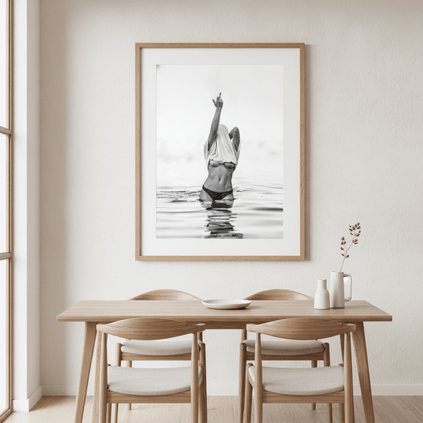 Middle Finger Ocean Girl Black and White Photography