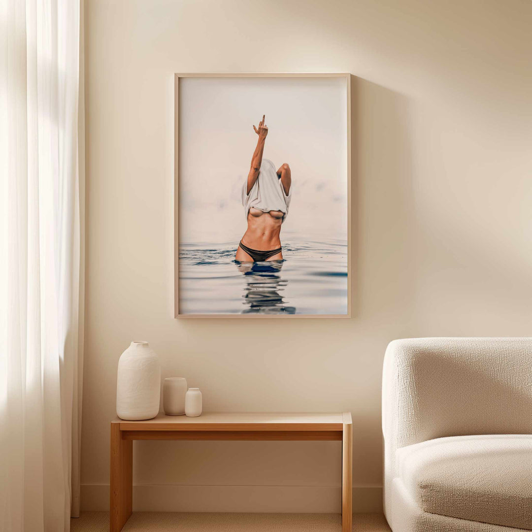Middle Finger Ocean Girl Photography wall - art - picture - poster