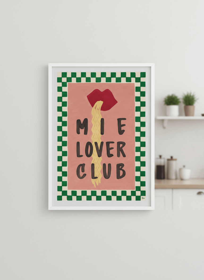 Artwork styled on the wall of a bright modern kitchen