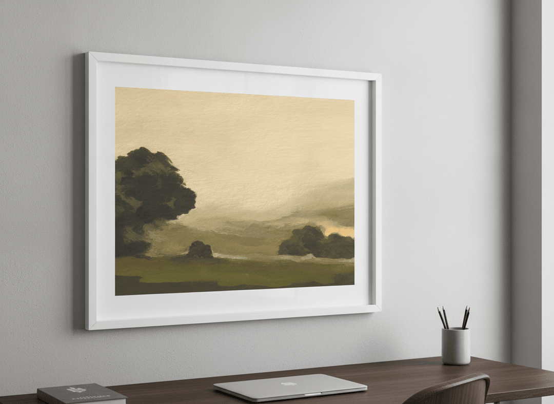 Contemporary wall art featured in a bright modern office workspace