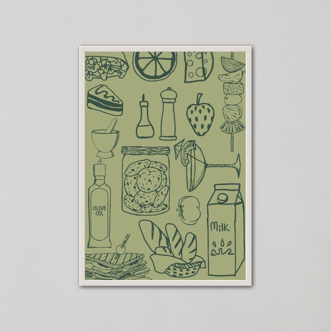 Milk Olive Oil And Snack Foods Green Wall Art - Style My Wall