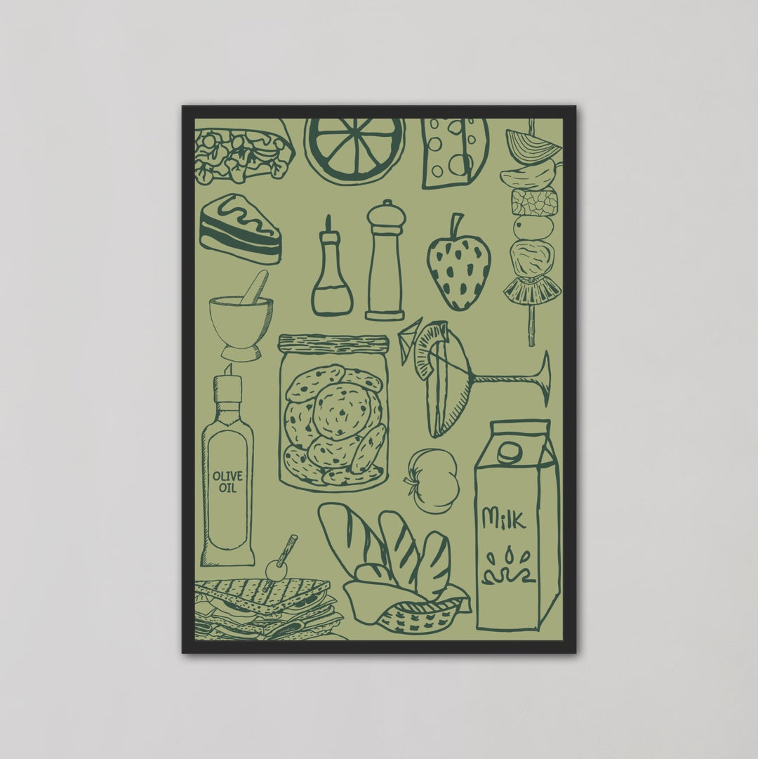 Milk Olive Oil And Snack Foods Green Wall Art - Style My Wall