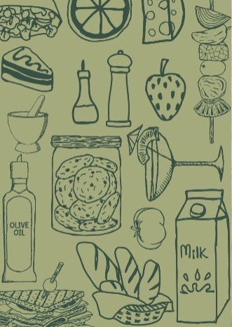 Milk Olive Oil And Snack Foods Green Wall Art by Lisa Solomoniuk