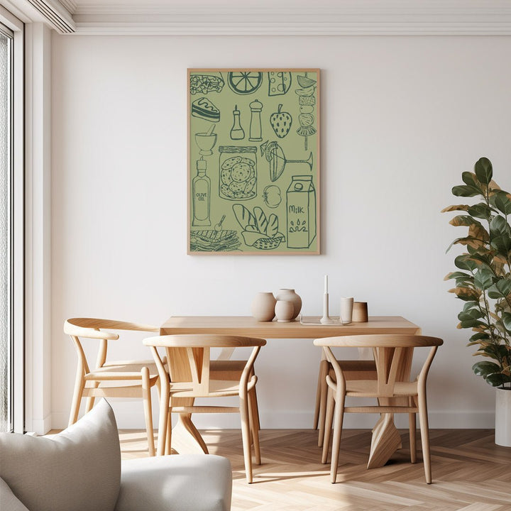 Milk Olive Oil And Snack Foods Green Wall Art - Style My Wall