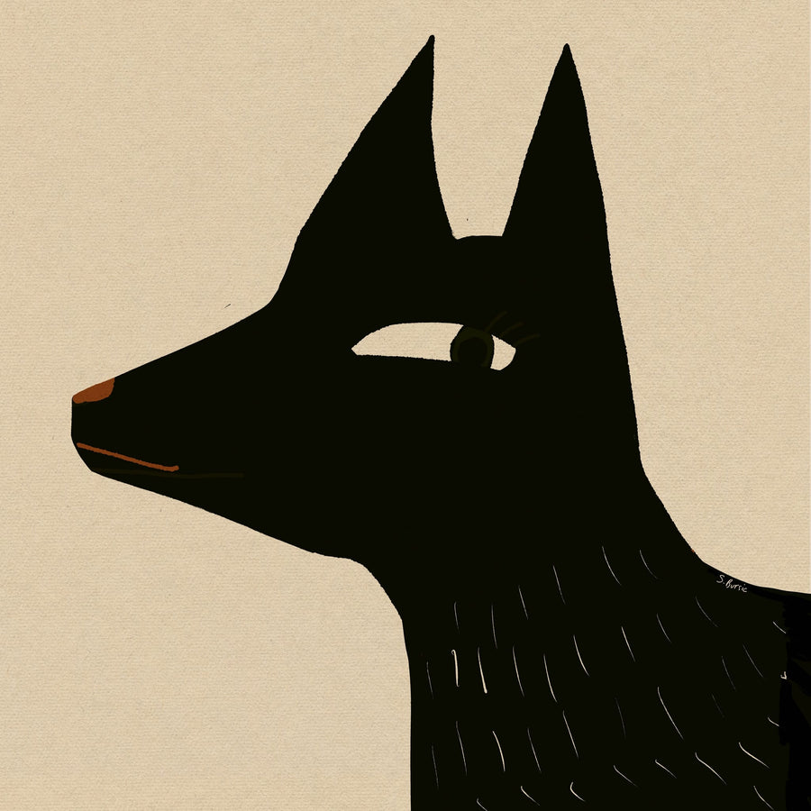 Minimalist Black Dog Profile By Sharyn Bursic | Canvas Square Print