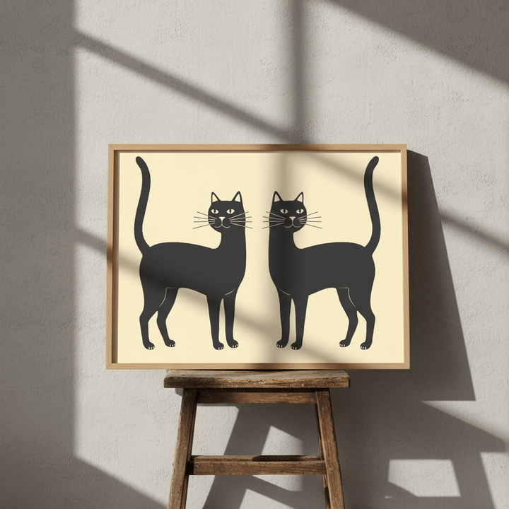 Mirror Black Cat Landscape Wall Art Print wall - art - picture - poster