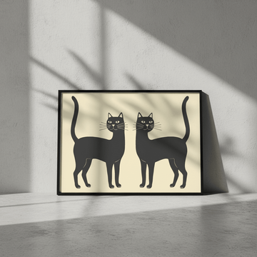 Mirror Black Cat Landscape Wall Art Print wall - art - picture - poster