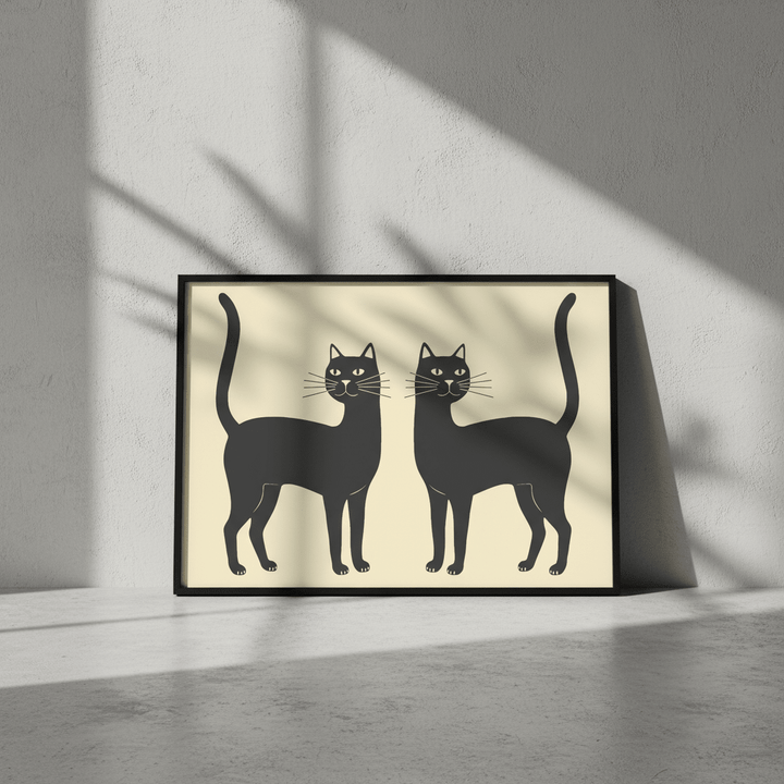 Mirror Black Cat Landscape Wall Art Print wall - art - picture - poster