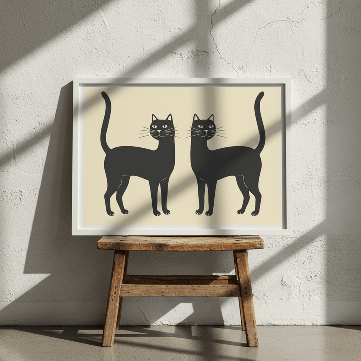 Mirror Black Cat Landscape Wall Art Print wall - art - picture - poster