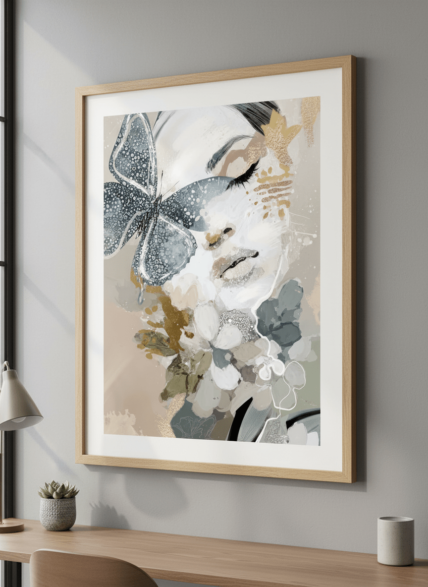 Contemporary wall art featured in a bright modern office workspace