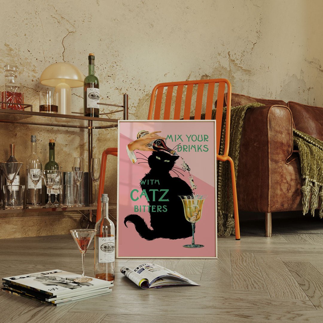 Mix Your Drinks With A Catz Bitters Pink Wall Art - Style My Wall